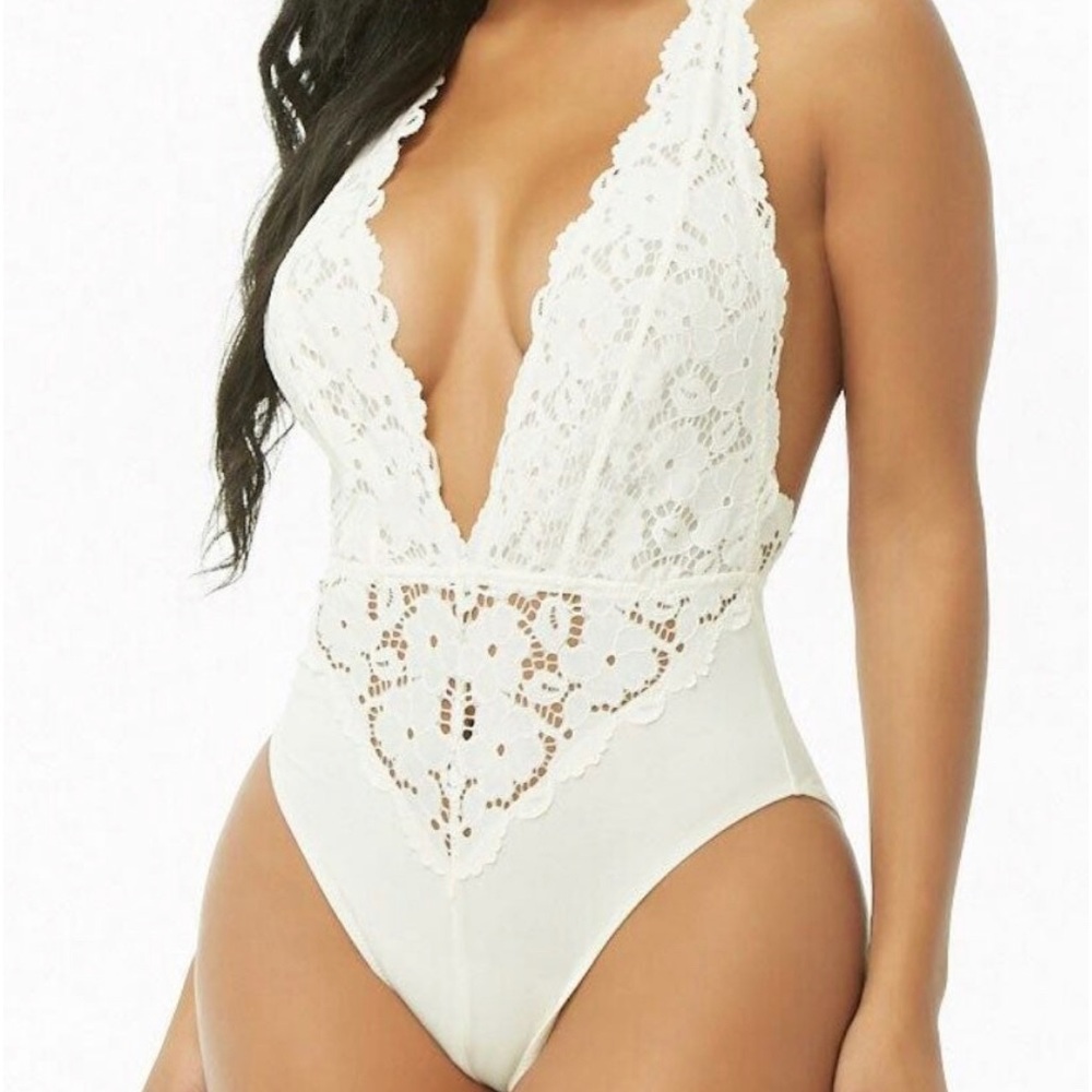 Forever 21 Ivory Lace Bodysuit